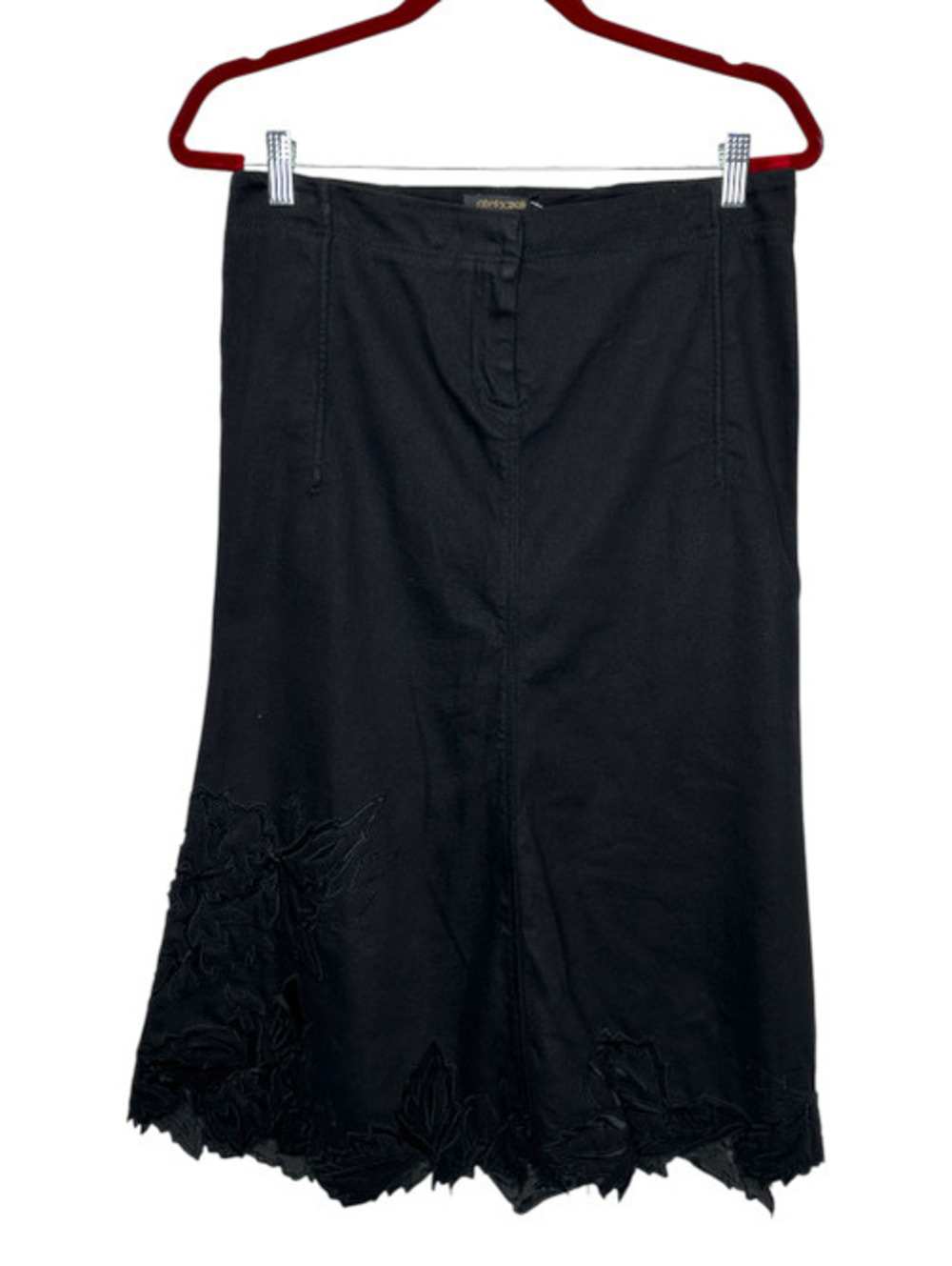 Roberto Cavalli Black Denim Midi Skirt